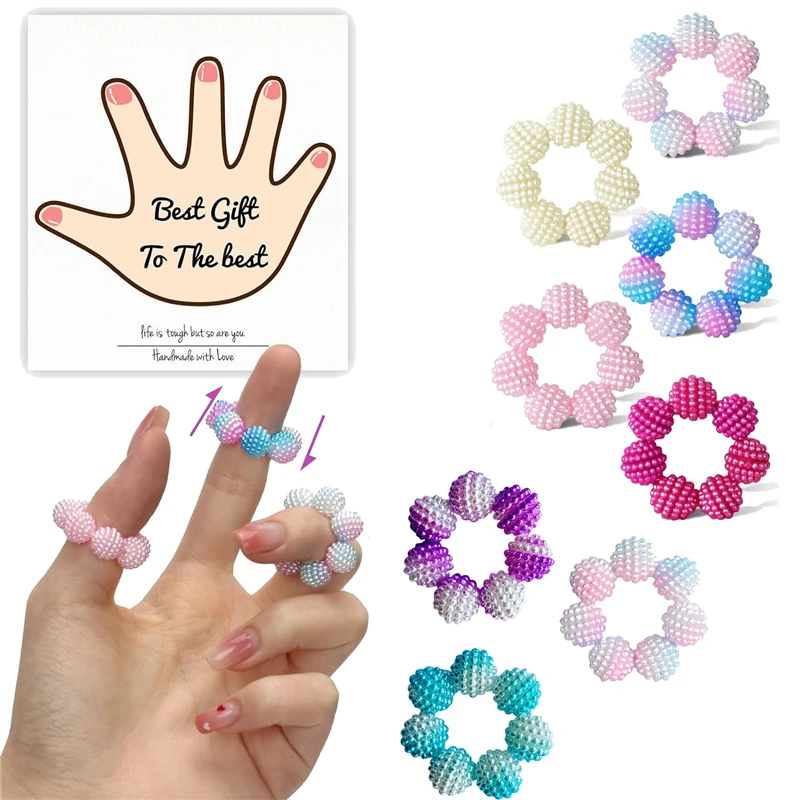 Crystal Bead Acupressure Fidget Ring Sensory Finger Roller Toy Stress Anxiety Relief for ADHD Portable Hand Massage Toy Gift