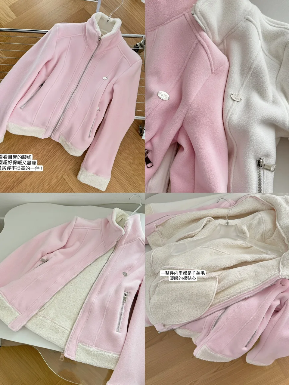 Women\'s Winter Fleece Lining Warm Slim Jacket Lady Long Sleeve Turn Down Collar Double-sided Fleece Turn Down Collar Outwear