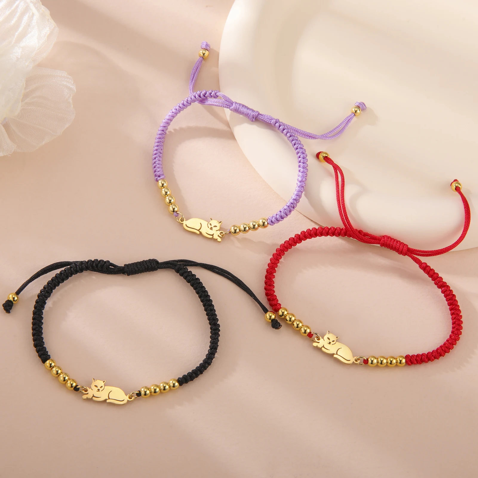 COOLTIME Niedliche Katzen-Armbänder für Damen, Edelstahl, hübsches Tier-Armband, Kpop-Mode, verstellbare Kette, Schmuck – Detail 16