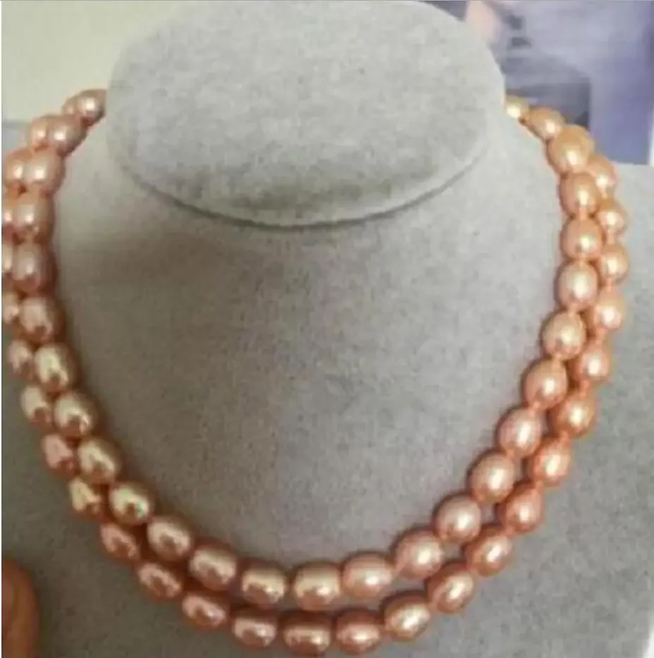 

Fashion jewelry 9-10mm pink necklace 352 inch yellow