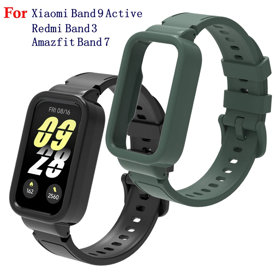 Image of 2-in-1-Uhrenarmband für Redmi Band 3/Xiaomi Band 9 Active Case+Silikonarmband Correa Uhrenarmbänder Armband für Amazfit Band 7