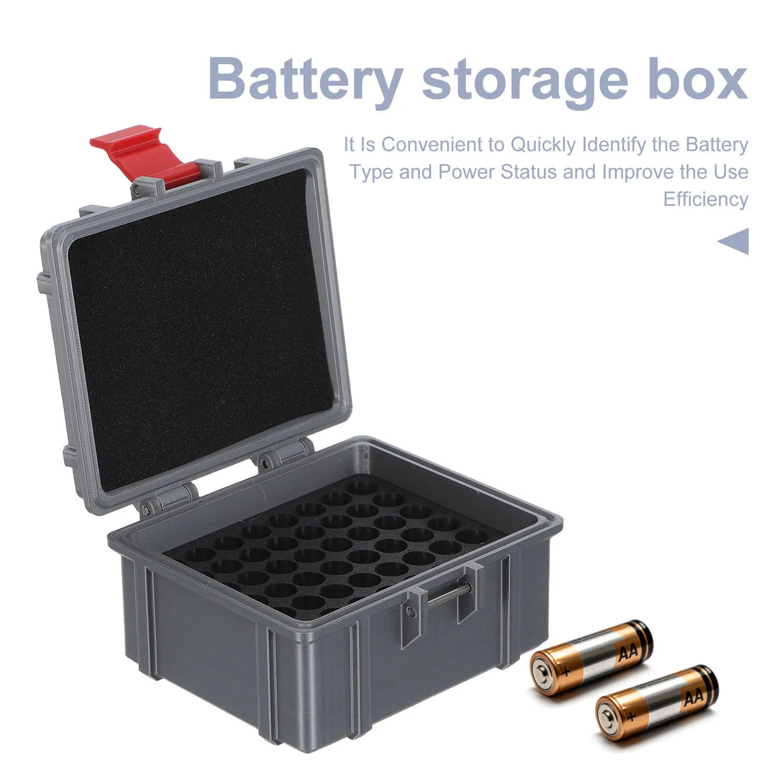 Aaa Battery Organizer Storage Case 48 Slots Waterproof Shockproof Portable Battery Box Holder for Outdoor Travel Home Office