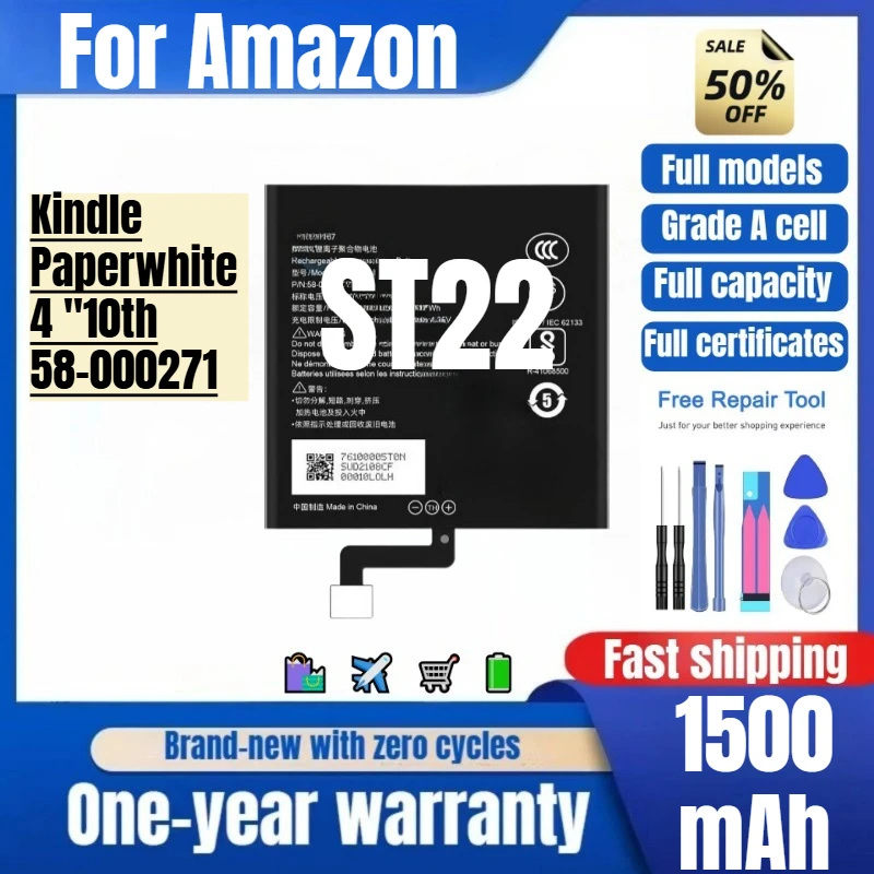 

ST22 for Amazon Kindle Paperwhite 4 "10th/58-000271 Phone Battery High Quality High Capacity Replacement Bateria with Tools