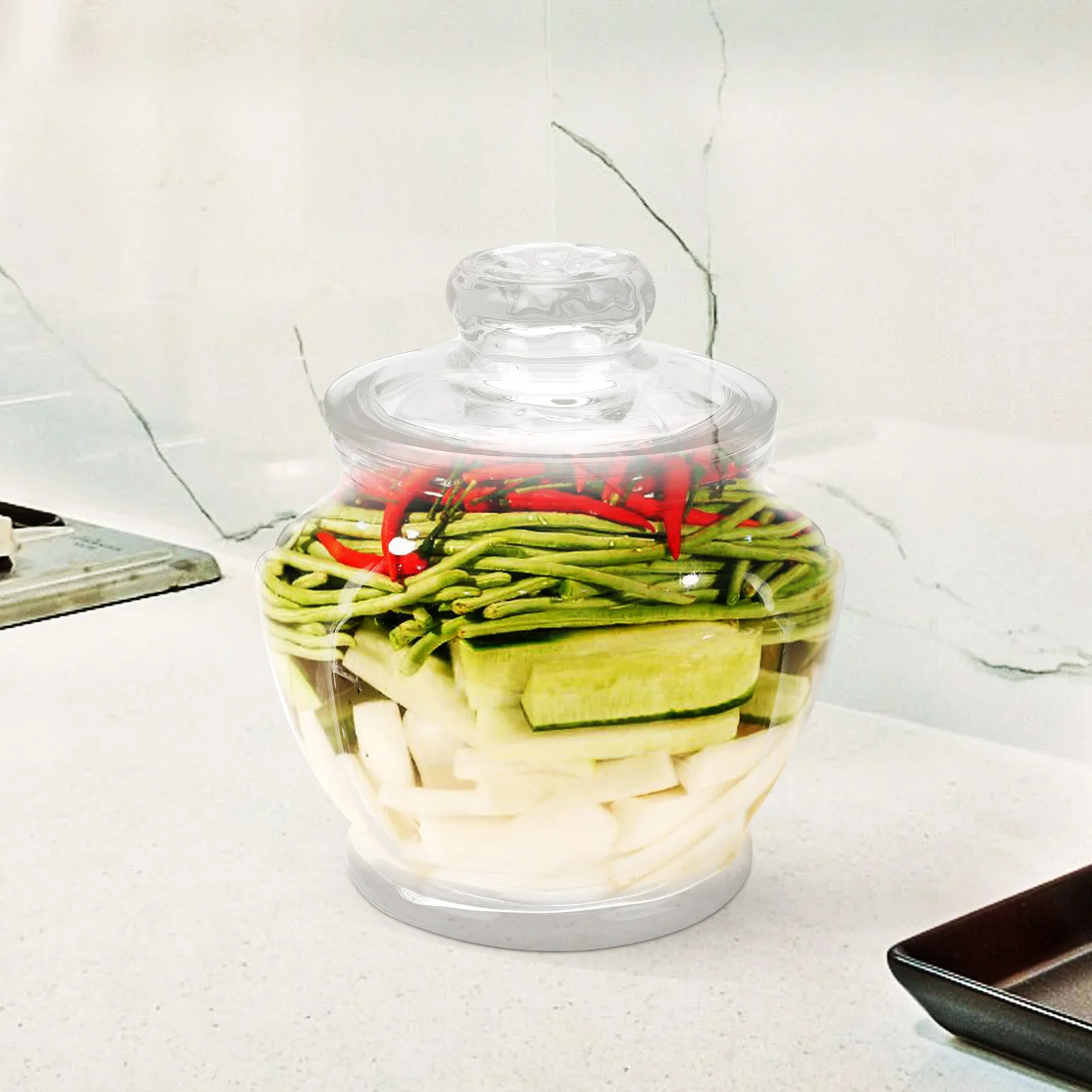 

Glass Sealed Pickle Jar Large Capacity Food Storage Container Kitchen Household Practical Storage Tank