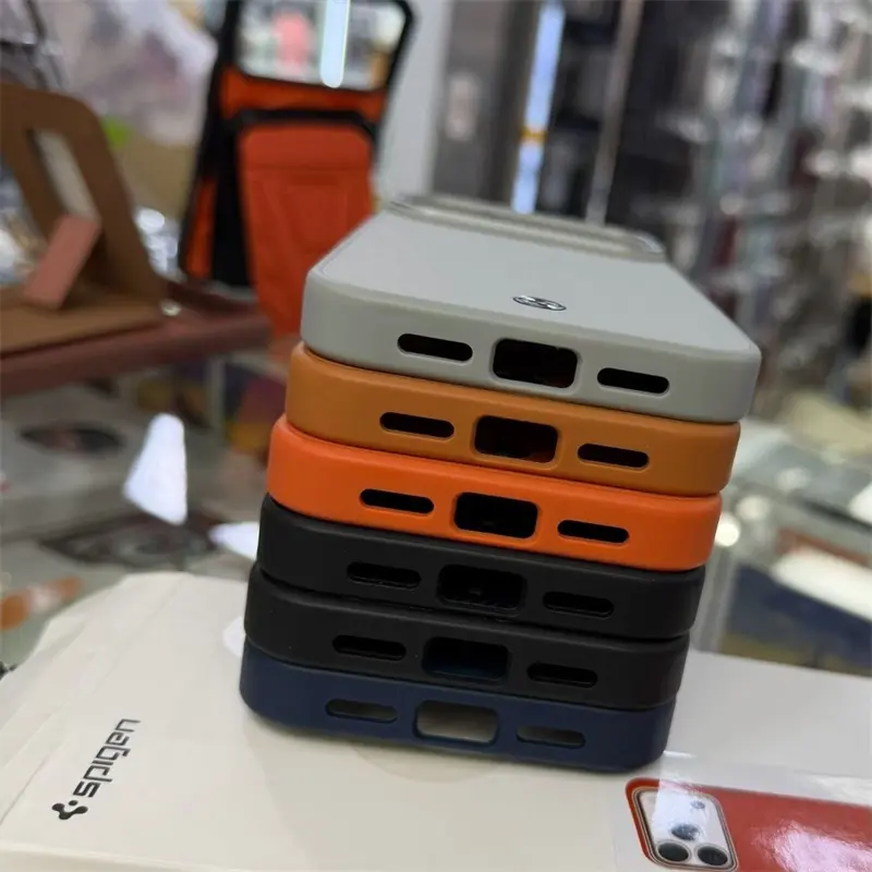Spigen Enzo Leather MagFit For Magsafe Case For iPhone 17 Air 14 15 16 17 Pro Max Carbon Fiber Magnetic Shockproof Matte Cover - 6