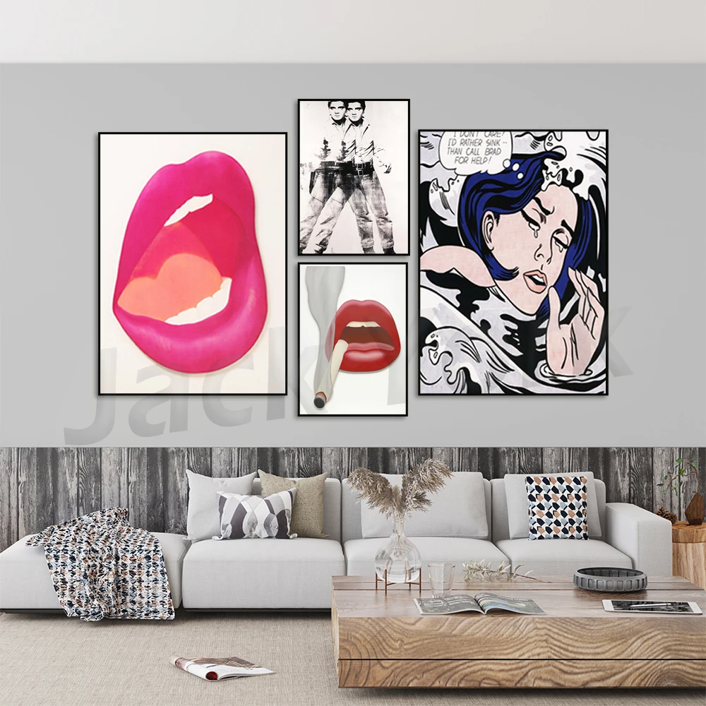 Pop Art Print Mid Century Wall Art Modern Art Print  Roy Lichtenstein, Andy Warhol