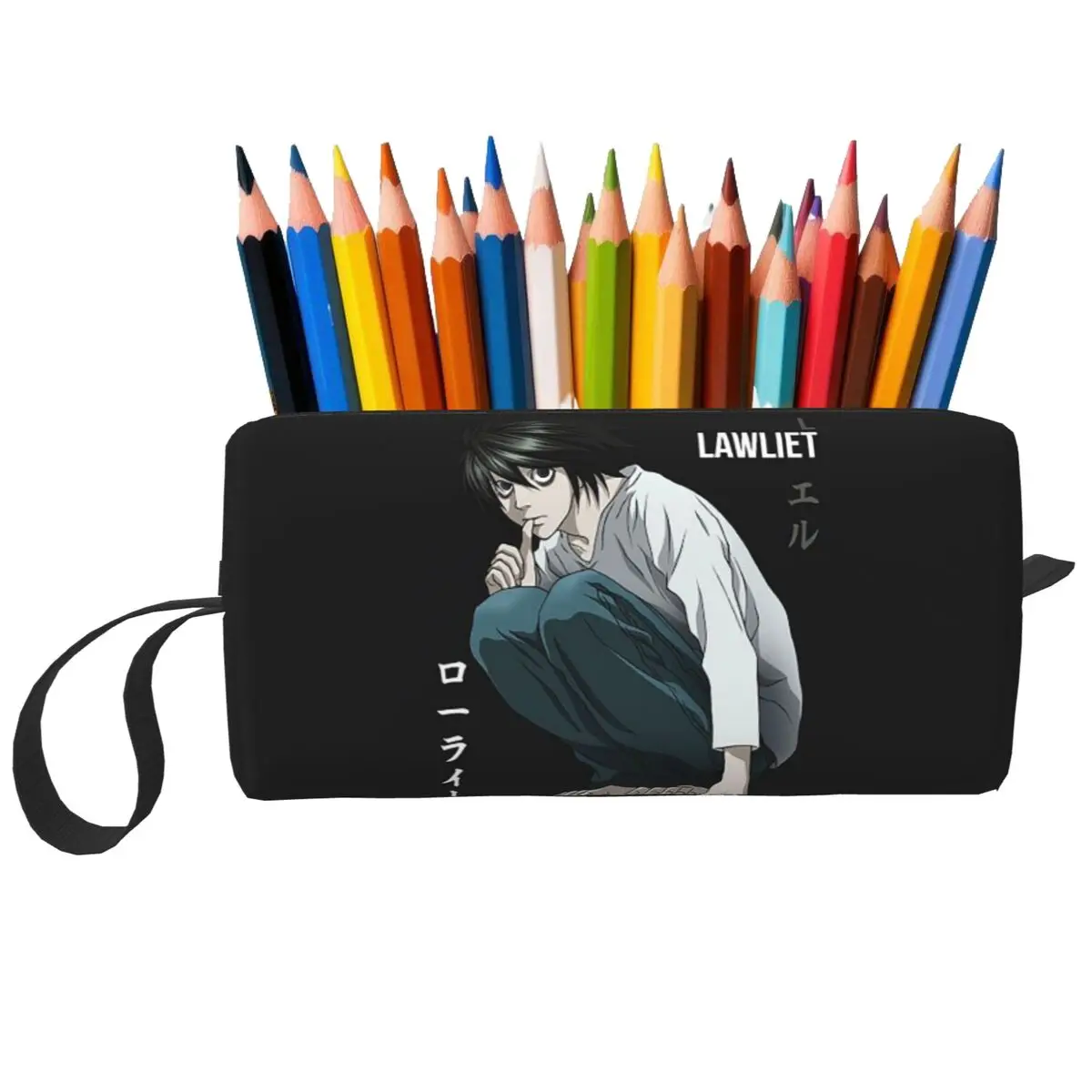 Death Note Lawlet Note Anime Pencil Case for Kids Gifts Pen Box Pencil Bag Stationery Supplies Travel Women Organizer Pouch