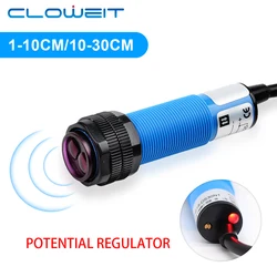 Cloweit M18 10cm 30cm Optical Detecting Diffuse Photo electric Proximity Sensor Switch PE18