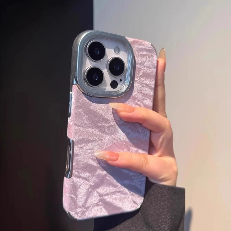 Winter Snow Mountain Velvet Pattern Silicone Case For iPhone 16 15 14 Plus 13 12 11 Pro Max Plating Shockproof Bumper Soft Cover