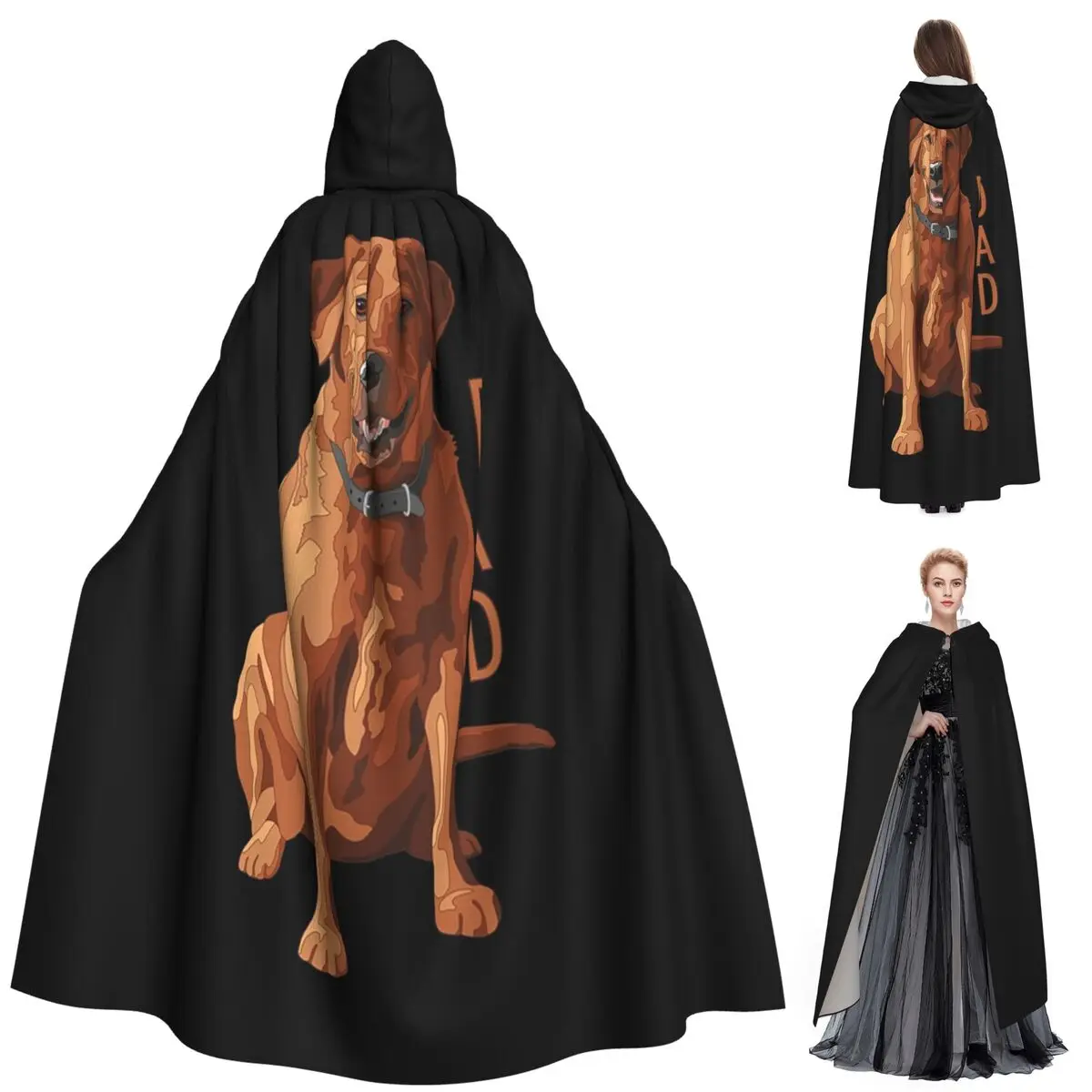 Lab papá zorro rojo Labrador Retriever perro capa larga con capucha bruja disfraz Medieval capa de Cosplay abrigo de Halloween adulto Unisex
