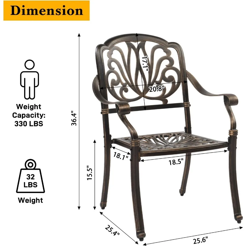 Outdoor Dining Chairs Set of , Cast Aluminum Stackable Patio Chairs Set of , Patio Furniture Aluminum Outdoor Chairs fo image 3