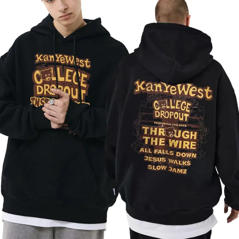 

Rapper Kanye West College Dropout Graphic Hoodie Men's Vintage Oversized Sweatshirt Tops Men Women Hip Hop Street Trend Hoodies