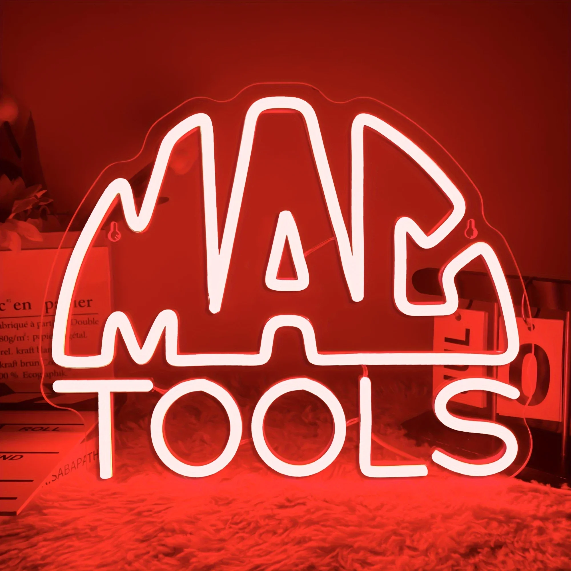 Man Tools Neonlichtschild Text LED-Neonschild für Studio Schlafzimmer Werkzeugraum Club Bar Man Cave Party Wanddekoration USB Dimmbare Geschenke