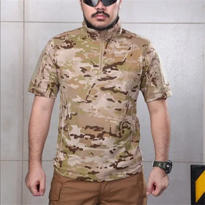 

Multicam Tropic Shirt Quickdry Polyster Stand Collar Shirt Outdoor MTP Army Shirt Trainning Police Hiking T-shirts