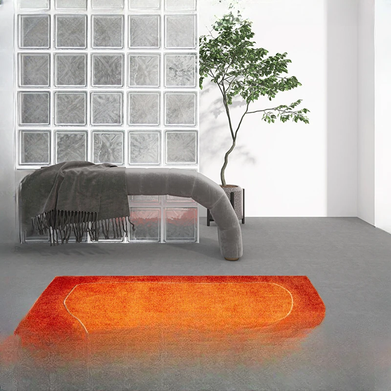 Orange Luxury Style Carpet/Half Round Gradient Bedside Entrance Foot