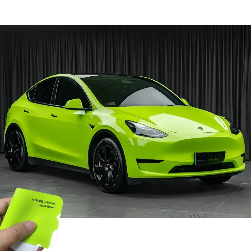 

High Gloss PET Crystal Green Car Vinyl Wrap Film PPF Air Release Not Layered Forest Depth Scratch Guard Emerald Light