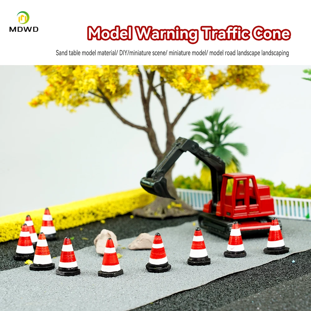 

5pcs 1/32 Road Cone Ice Cream Tube Car Model Miniature Simulation Roadblock Traffic Scene Sand Table Props Road Simulation
