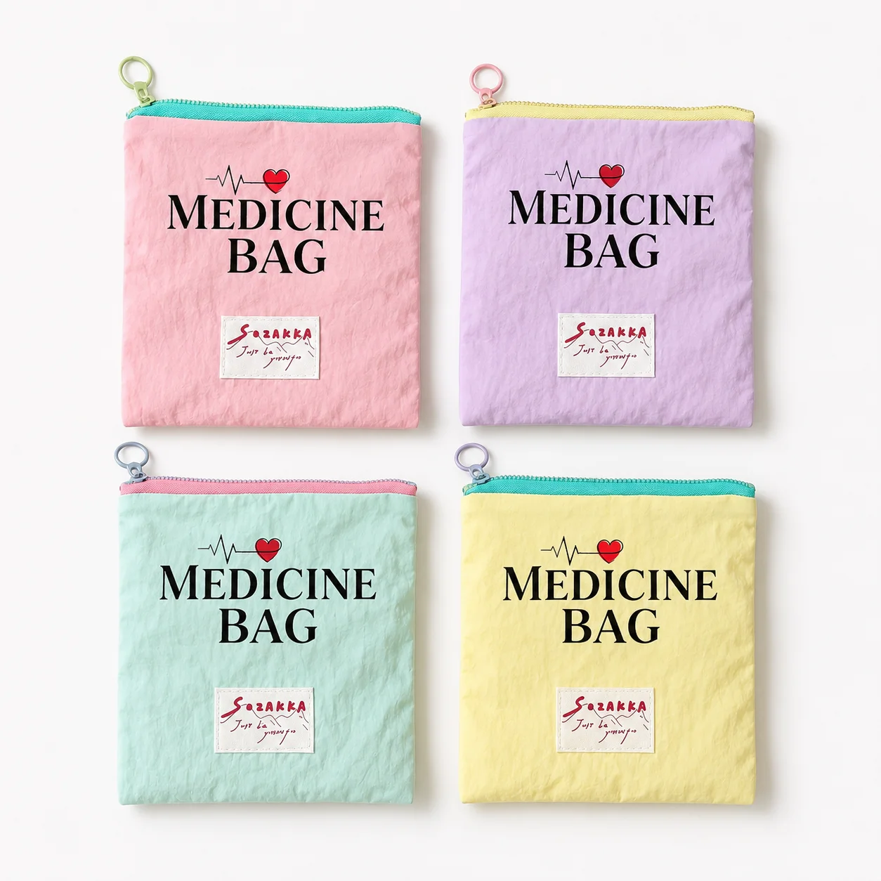 Portable Medicine Bag, Pastel Zipper First Aid Organizer Pouch, Lightweight Storage for Women, Travel, Home, School & Camping