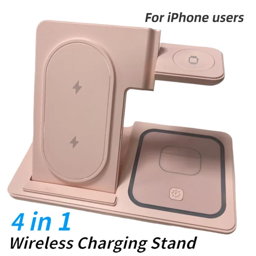 

3 в 1, ночная светодиодная подставка для беспроводного зарядного устройства для iPhone 17, 16, 15, 14, 13, Apple Watch SE Airpods Pro, складная станция для быстрой зарядки