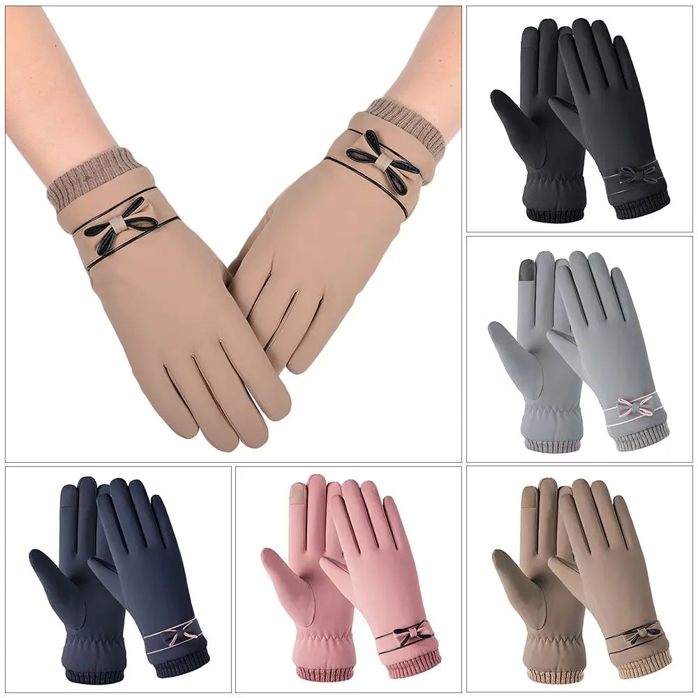 Soft Plush Waterproof Women Gloves Warm Skin-friendly Touch Screen Mittens