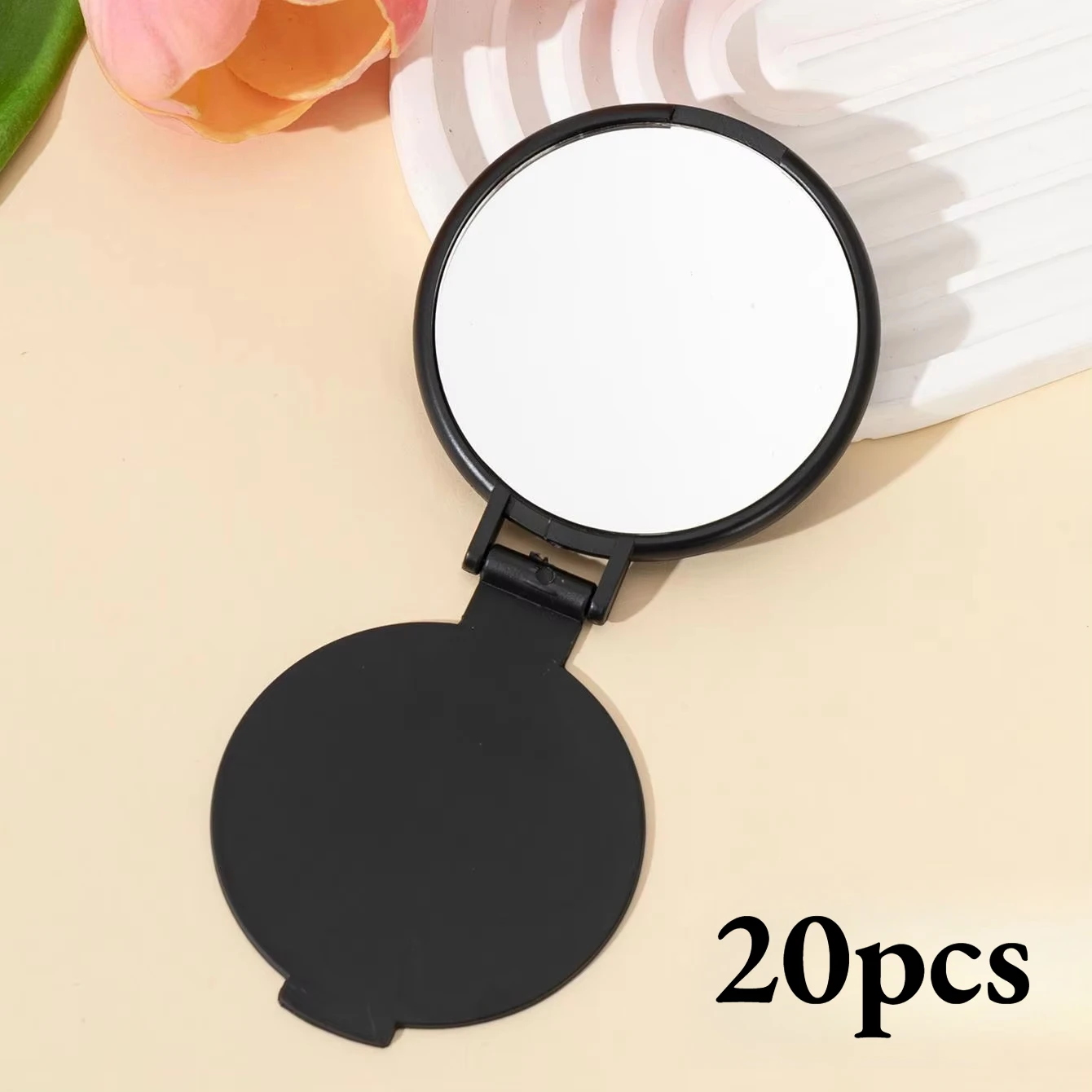 20/50 stuks roze zwarte draagbare mini opvouwbare make-upspiegels - dames reizen dagelijkse verzorgingsspiegel, duurzaam plastic frame