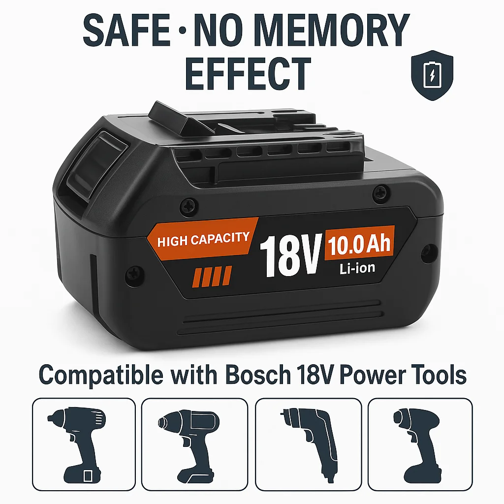 

NEW18V 10Ah Li-Ion Rechargeable BatteryPortable Backup Power Tool Batteryfor Bosch 12000mahwith Indicator Light BAT609