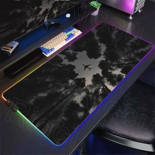 Imagen 2 del producto Alfombrilla de escritorio RGB, alfombrilla de ratón con tema de aviación, alfombrilla de ratón grande de goma antideslizante para tablero de avión, alfombrillas para teclado de oficina y Gamr, alfombrilla decorativa