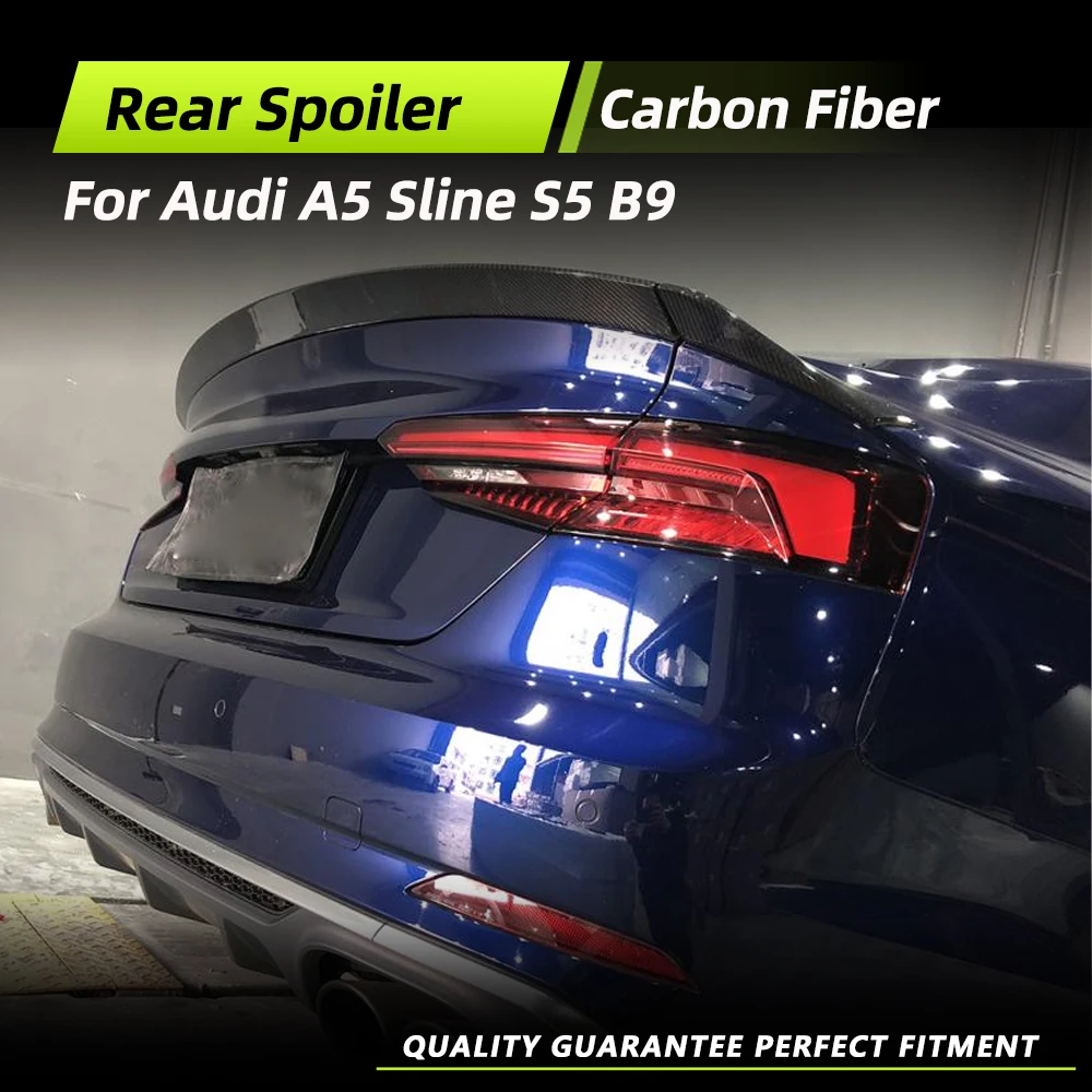 

Автомобильный задний гоночный спойлер для Audi A5 Sline S5 B9 Sport 2017-2019 Карбоновое волокно Автомобильный задний багажник Крыло Губа Комплекты кузова 3 шт. Нет для базы