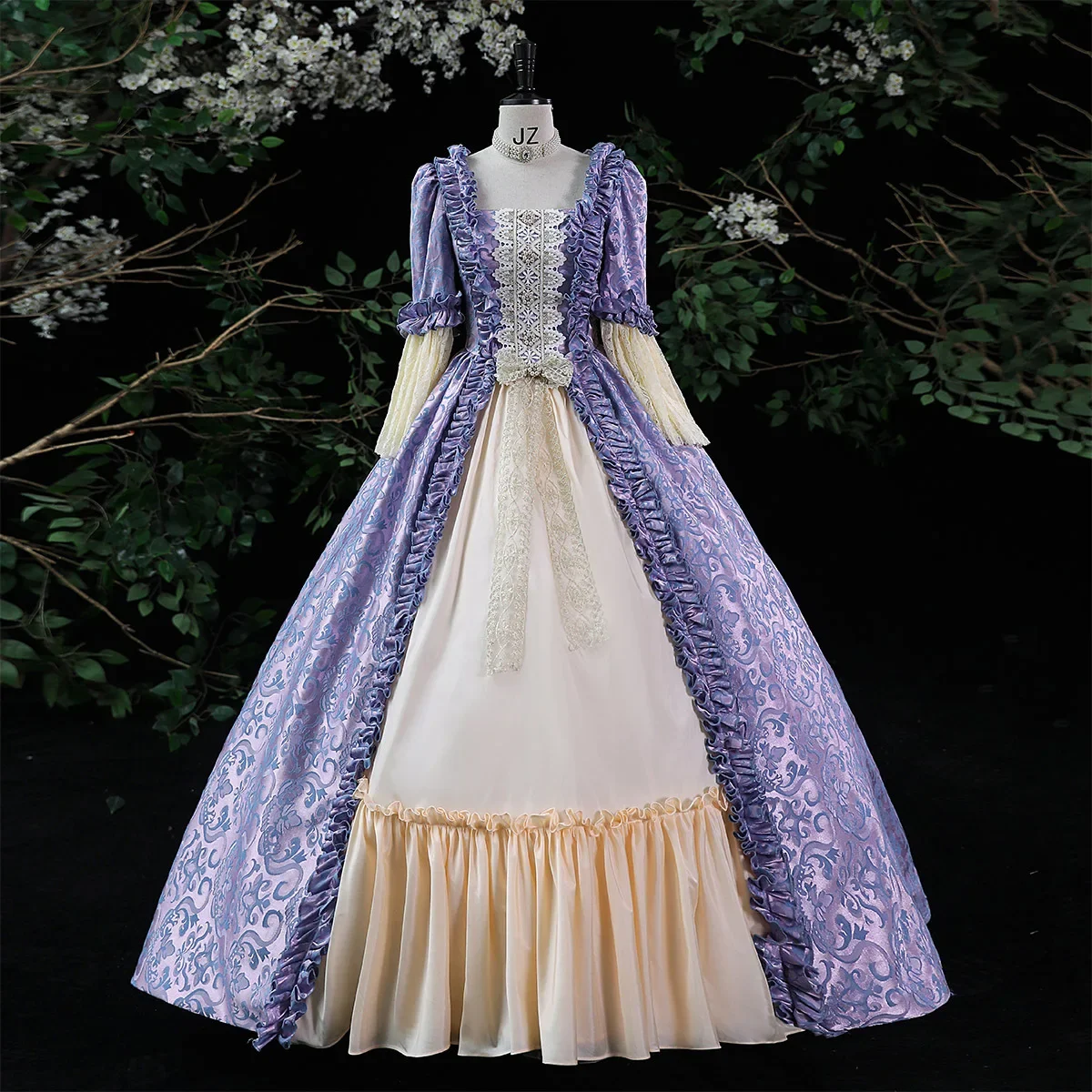 

Vintage Jacquard Court Women Victorian Medieval Queen Elizabeth Tudor Cosplay Costume Evening Palace Princess Dress Ball Gown