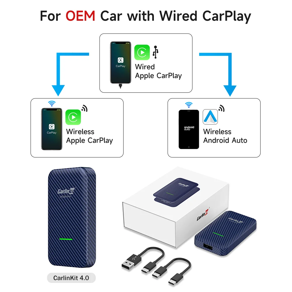 CarlinKit 5.0 & CarlinKit 4.0 Draadloze CarPlay Android Auto Waze Muziek Spotify Auto Voor Audi Golf Peugeot Mazda KIA Mercedes MG