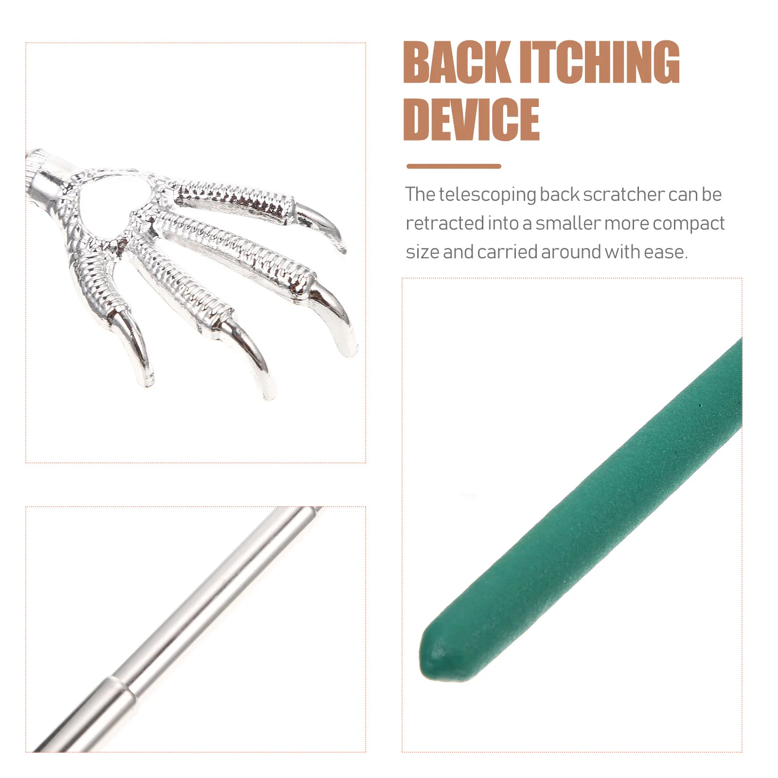 3 個のかゆみ緩和背中スクラッチャー ステンレス鋼格納式伸縮式背中かきツール ポータブルで快適なスクラッチャー