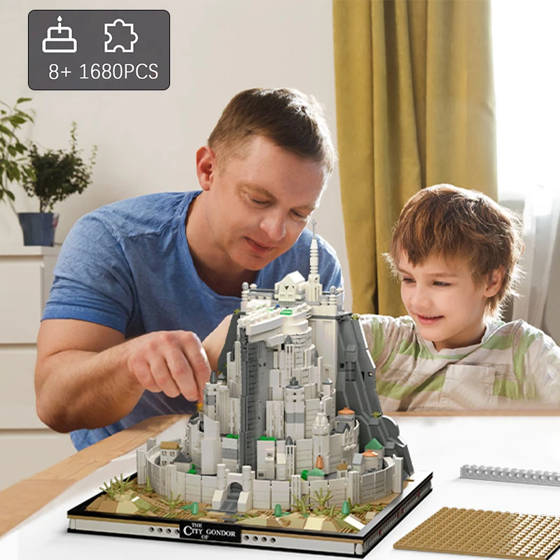 The Rings Minas White City Tirith Street View Assembly Model Building Block Movie Scene Architecture Puzzle Toys For Boys Gifts