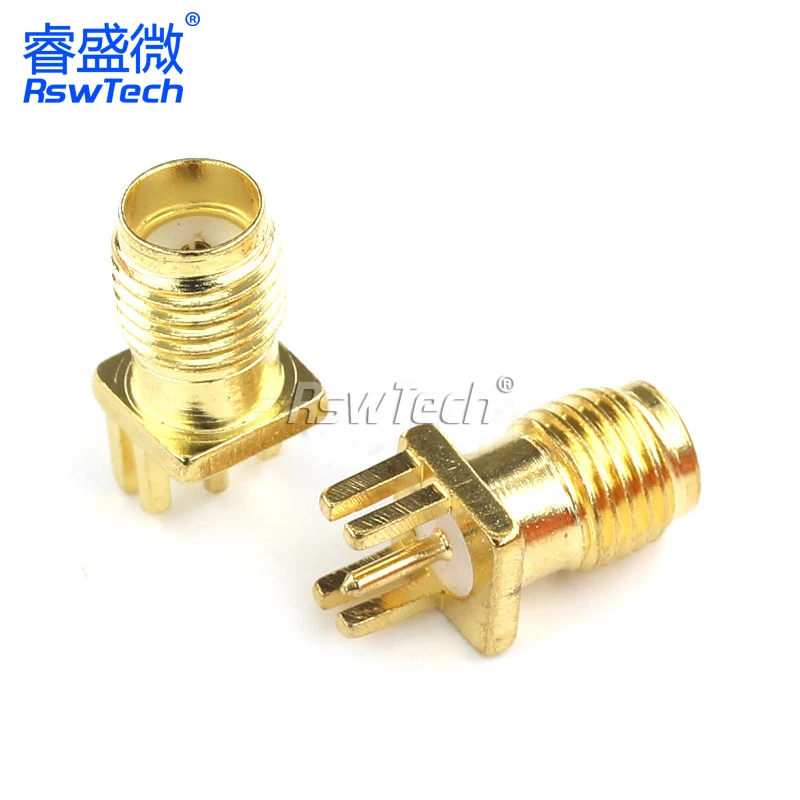 SMA-KE Striaght 28.5MM Female Jack Adapter Solder Edge PCB Mount RF Copper Connector