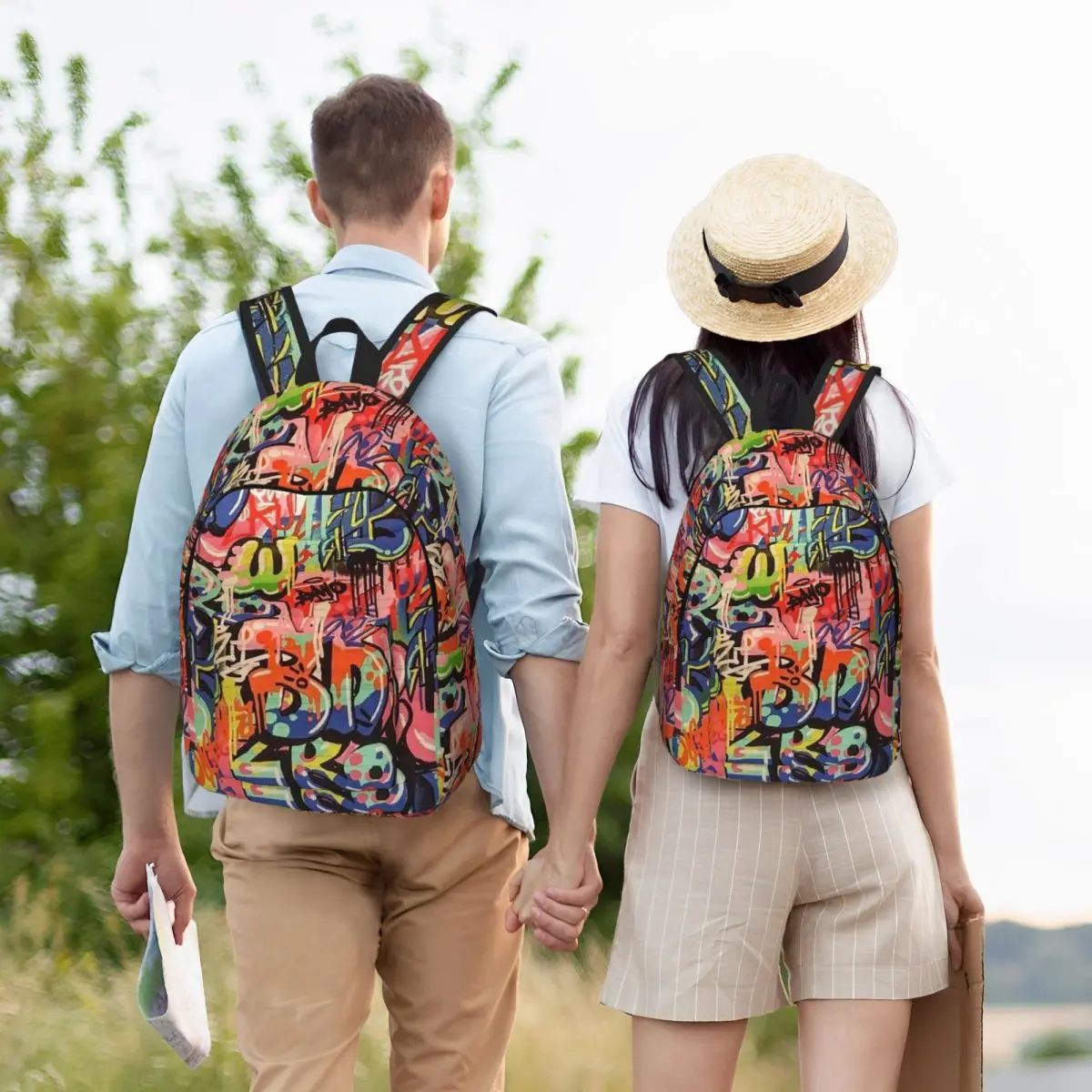 

Urban Pattern Hip Hop Graffiti Street Art Student Backpack School Bag Hiking Travel Daypack for Men Women Bookbag Shoulder Bags