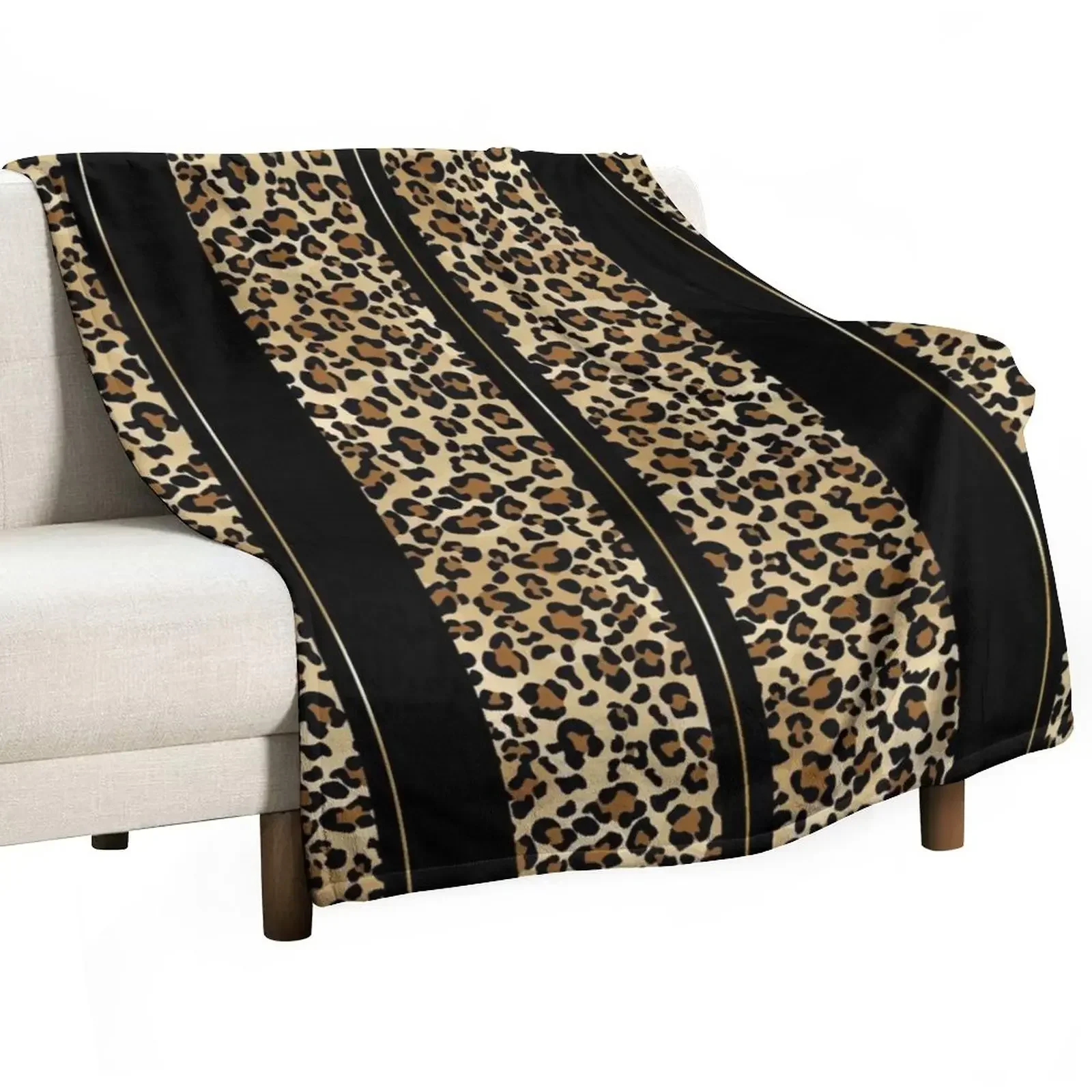 

Wildly Wonderful Leopard Stripes Animal Print with Pretty Simple Gold Stripe Throw Blanket sofa bed Luxury Brand Plaid Blankets