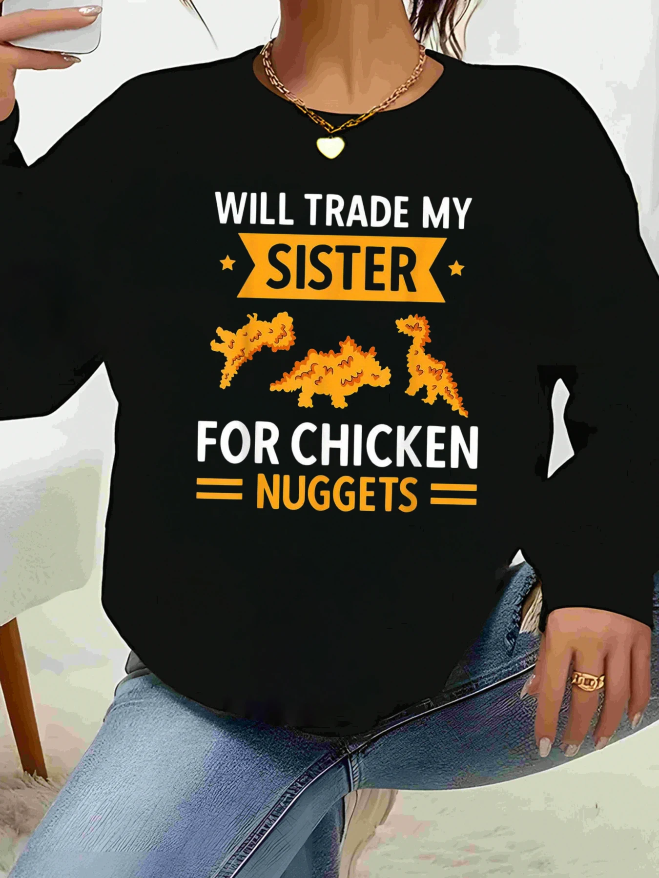 

Толстовка с принтом Chicken Nugget Sister Trade, повседневная одежда на Хэллоуин для женщин