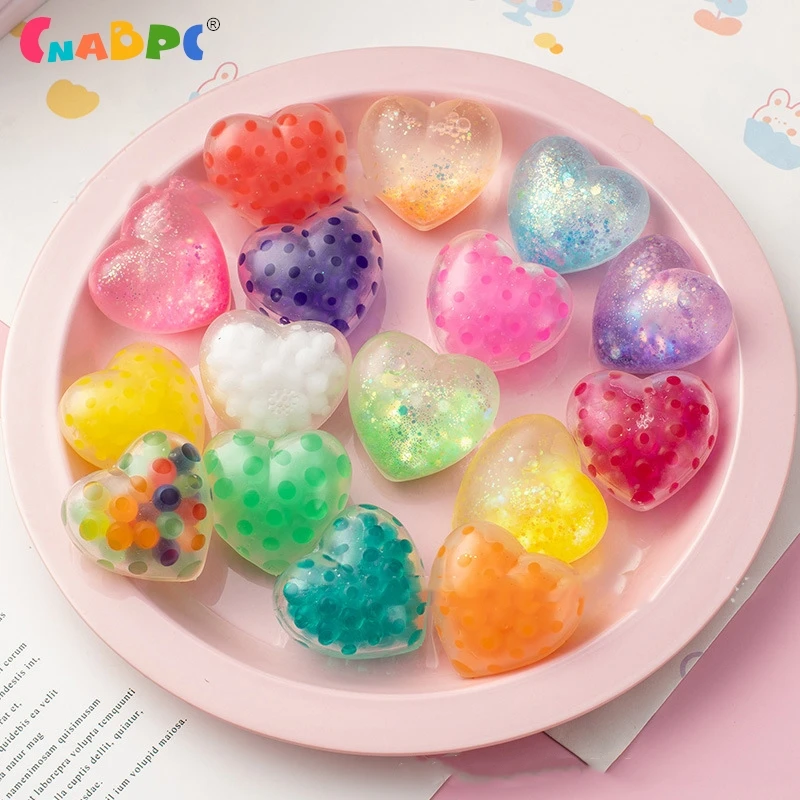 

Love Bead Stress Balls TPR Stress Relief Squeeze Toy Kneading Prop Mini Squishy Toys For Kids Heart Shaped Bead Stress Balls