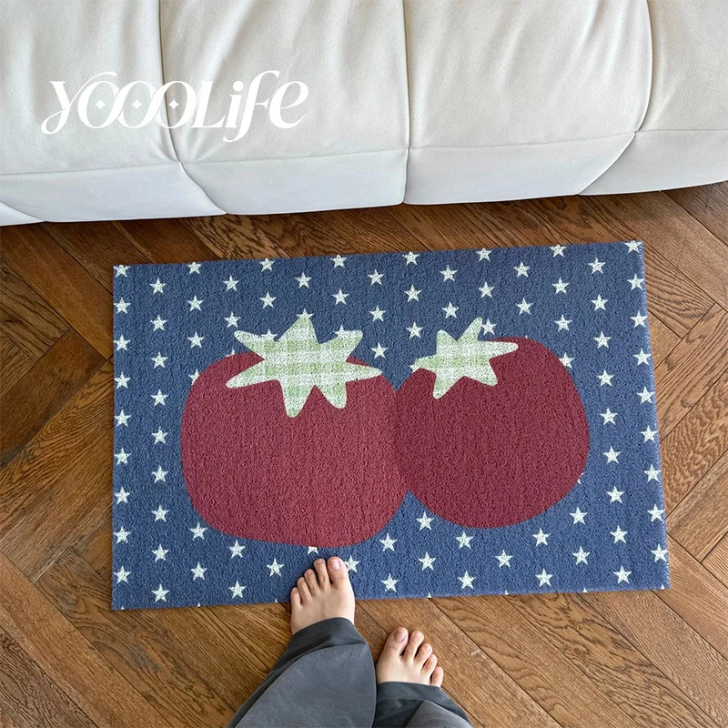 Tomato Small Size Floor Mat Bedroom Indoor 40*60 Doormat Non-slip PVC Easy Clean Dust Removal Carpet Ins Style Girls Home Decor
