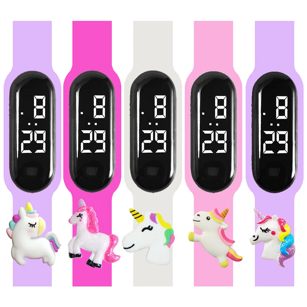 Cartoon Unicorn LED Smart Touch Children Smart Watch Waterproof Sports Bracelet Girls Watches for Kids Glowing Toys