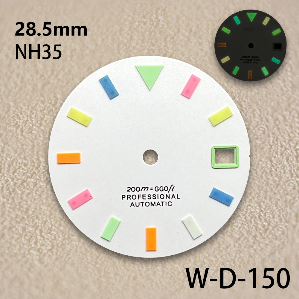 28.5mm S Logo Matte Colorful Dial Fit NH35/NH36 Movement Colorful Luminous High-Quality Diving Watch Modification Accessories