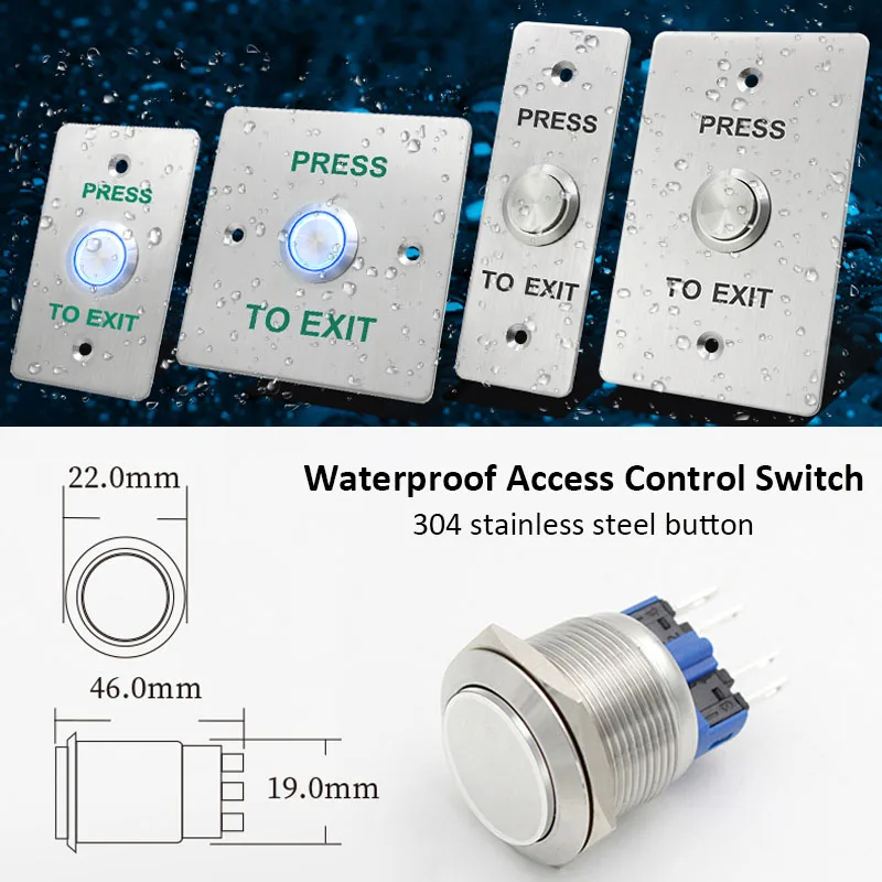 Stainless Steel Door Bell Switch Touch Panel IP67 Waterproof For Access Control Electric Lock Door Exit Push release Button