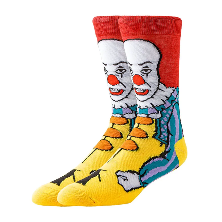 10/20/30 Pasang Kaus Kaki Kartun Anime Pria Wanita Warna Acak Kaus Kaki Lucu Unik Natal Halloween