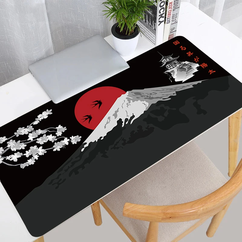 Hot Extended Mouse Pad Gamer Keyboard Desk Japanese Cherry Blossom Mouse Mat Laptop Gaming Accessories Lock Edge Large Mousepads