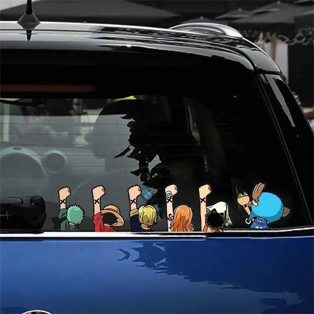 One Piece12cm creative car stickers Luffy Zoro ONE PIECE car decoration Scratch Masking cute ONE PIECE stickers gift - view 5