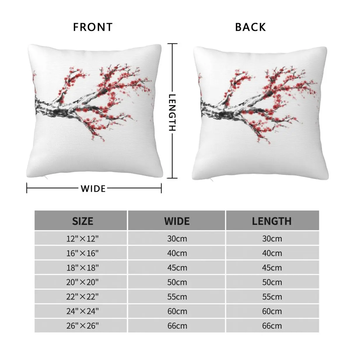Sakura Spring Wind Square Pillowcase Polyester Linen Velvet Creative Zip Decorative Pillow Case Room Cushion Cover
