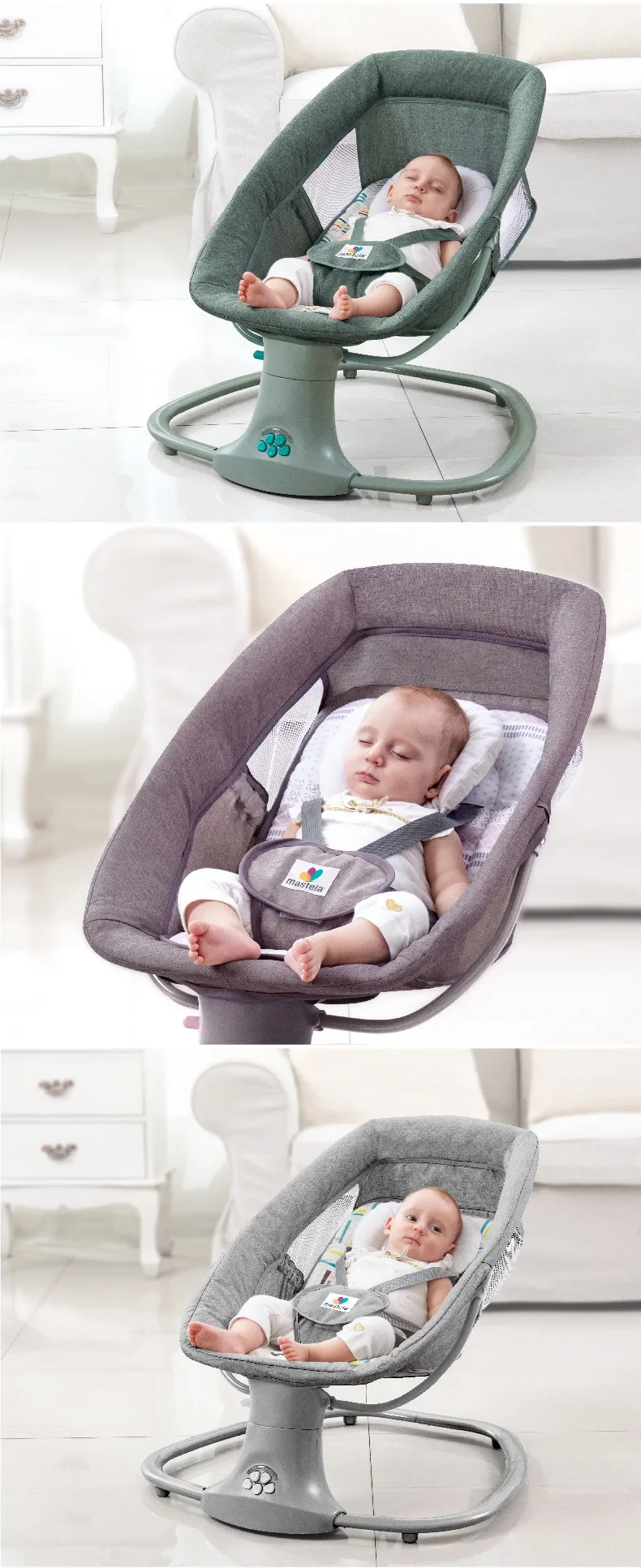 New Design Safe Standard Portable Baby Crib 3 In 1 Multi-Function Bassinet Baby Swing Cradle Electric Bed Baby Rocking Chair