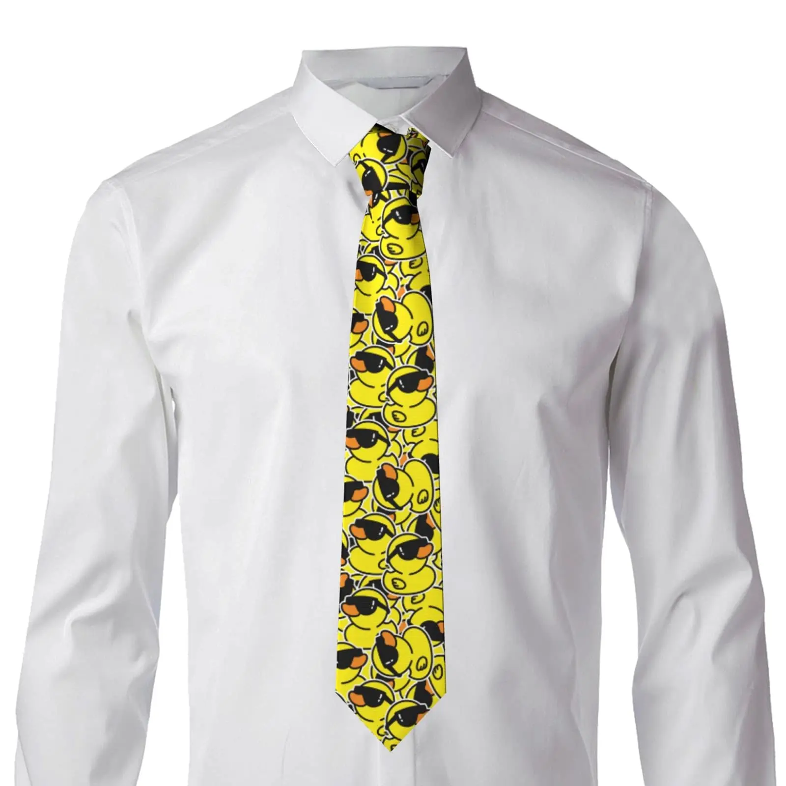 Cartoon Yellow Sunglasses Duck Print Tie — Fun, Fashionable & Personalized Little Yellow Duck, Trendy Casual Versatile Accessory