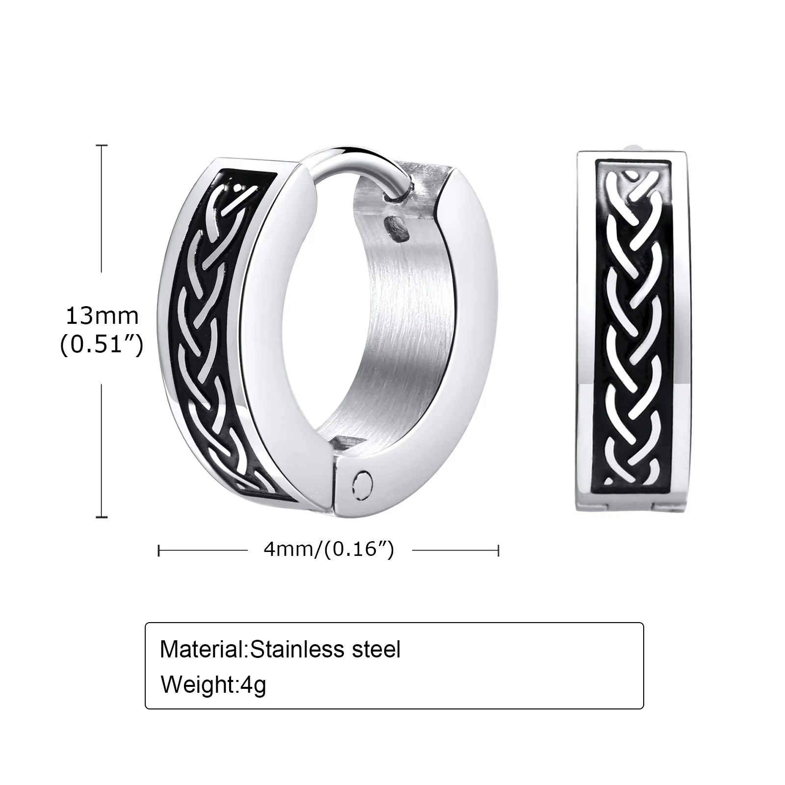 Vnox Retro Celtic Knot Earrings for Men, Anti Allergy Stainless Steel Hoop Huggie Earrings Gifts for Him Jewelry