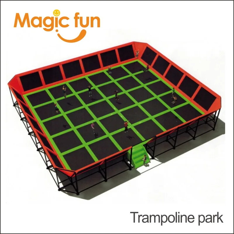 Parque de trampolim interno MAGIC FUN com parede de escalada de quadra de basquete de espuma e equipamento de jogos de diversões mais grande