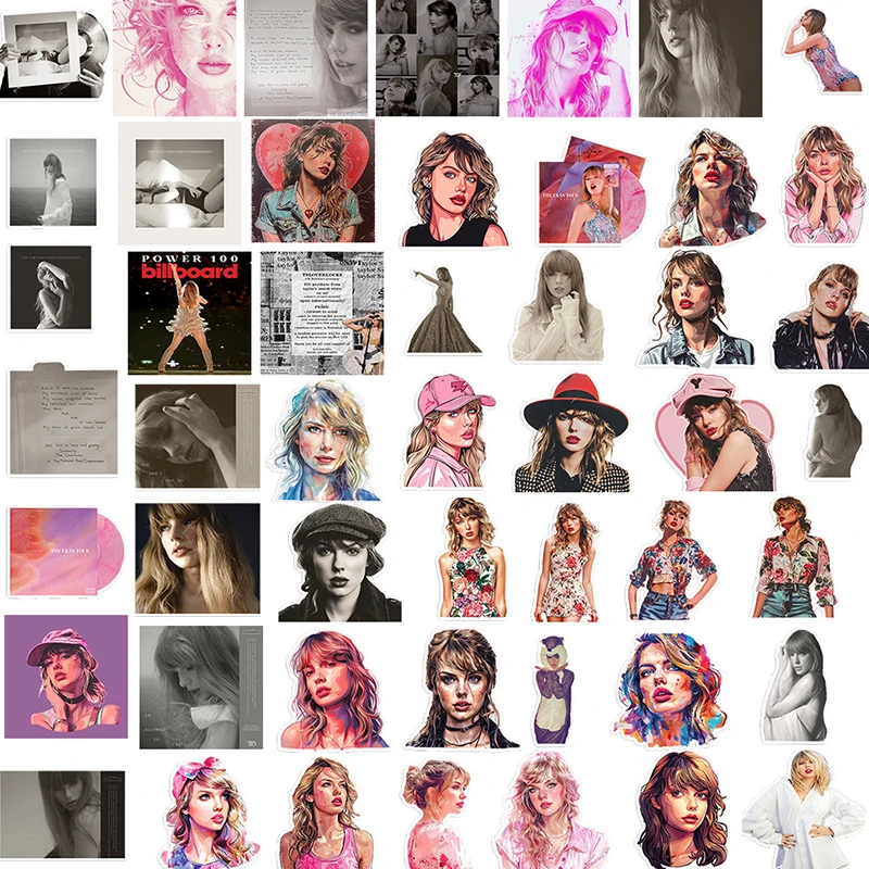 50PCS Taylor Swift Originality Stickers Cartoon Figure Laptop/skateboard Theme Party Waterproof Decoration Sticker Wholesale